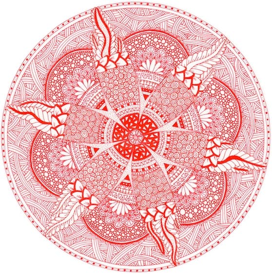 Mandala (Tuschestift Rot)